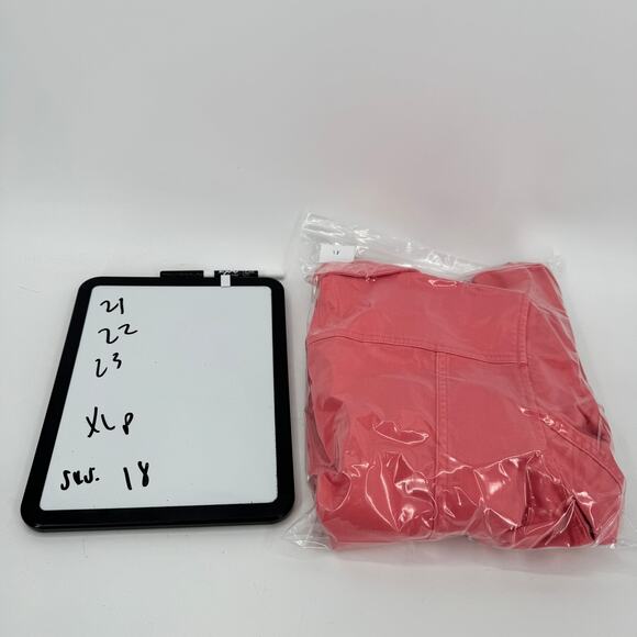 Talbots Jean Jacket Womens Petite XL XLp Coral Pink Denim Button Up Coastal - Picture 8 of 8